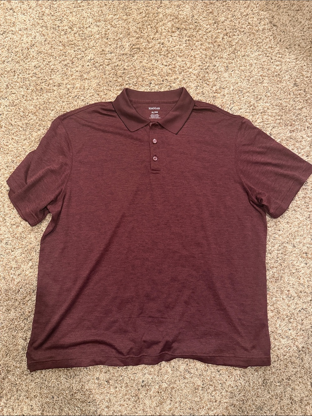 Haggar Men's Burgundy Short Sleeve Polo